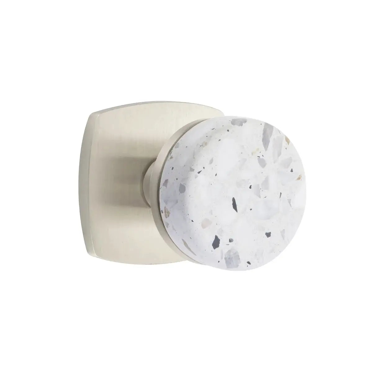 Emtek Light Terrazzo Knob with Urban Modern Rosette and Conical Stem by Emtek