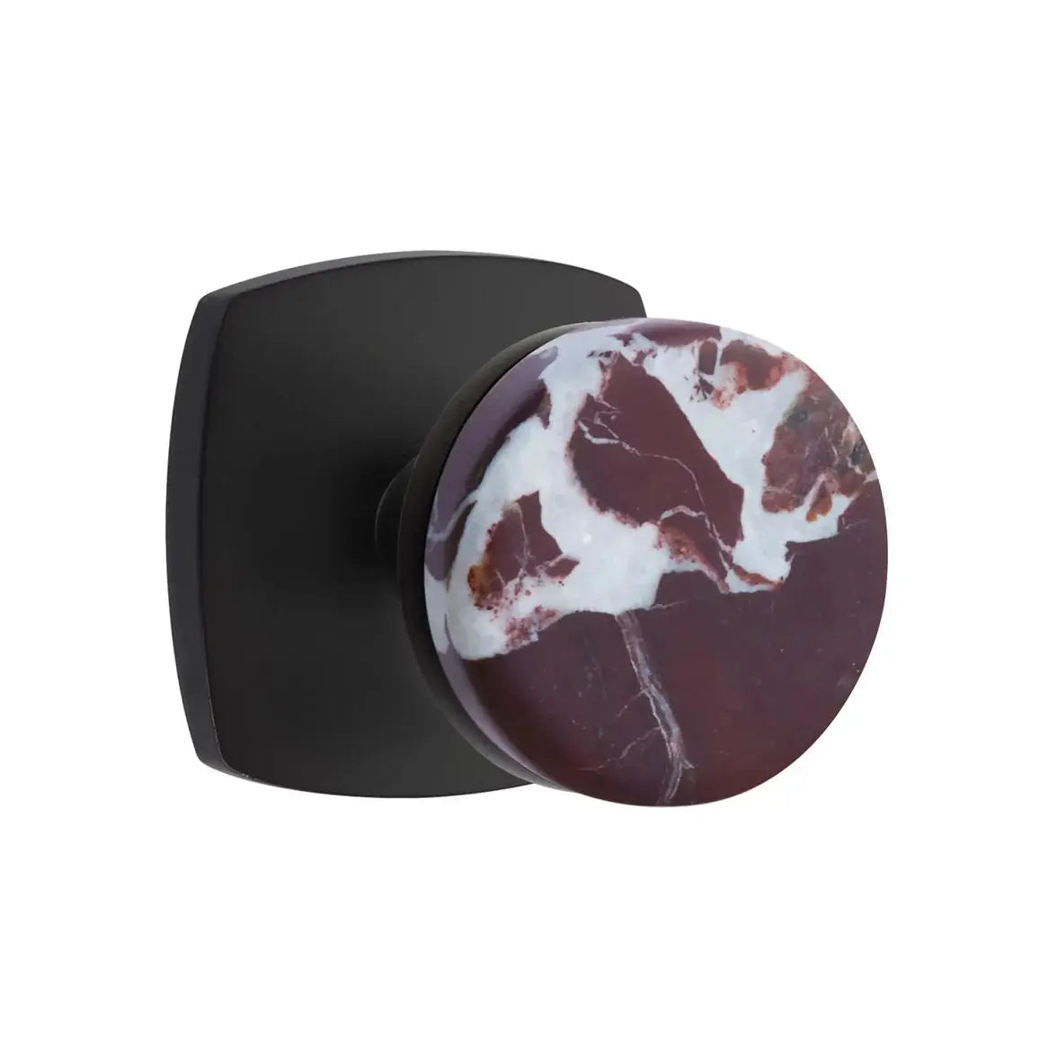 Emtek Rosso Levanto Marble Knob with Urban Modern Rosette and Conical Stem by Emtek