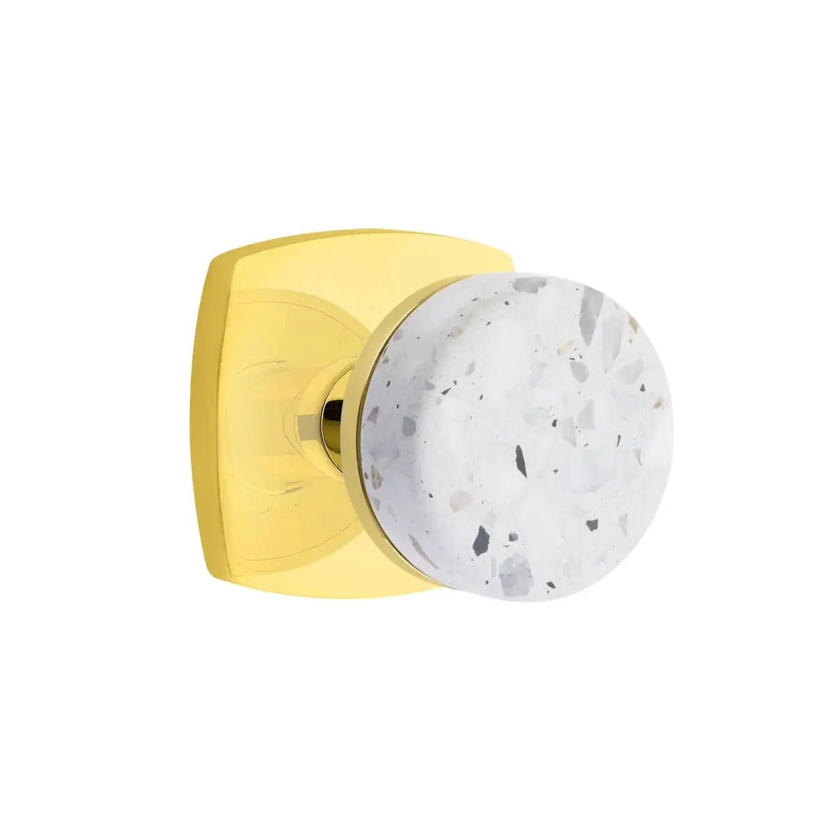 Emtek Light Terrazzo Knob with Urban Modern Rosette and Conical Stem by Emtek