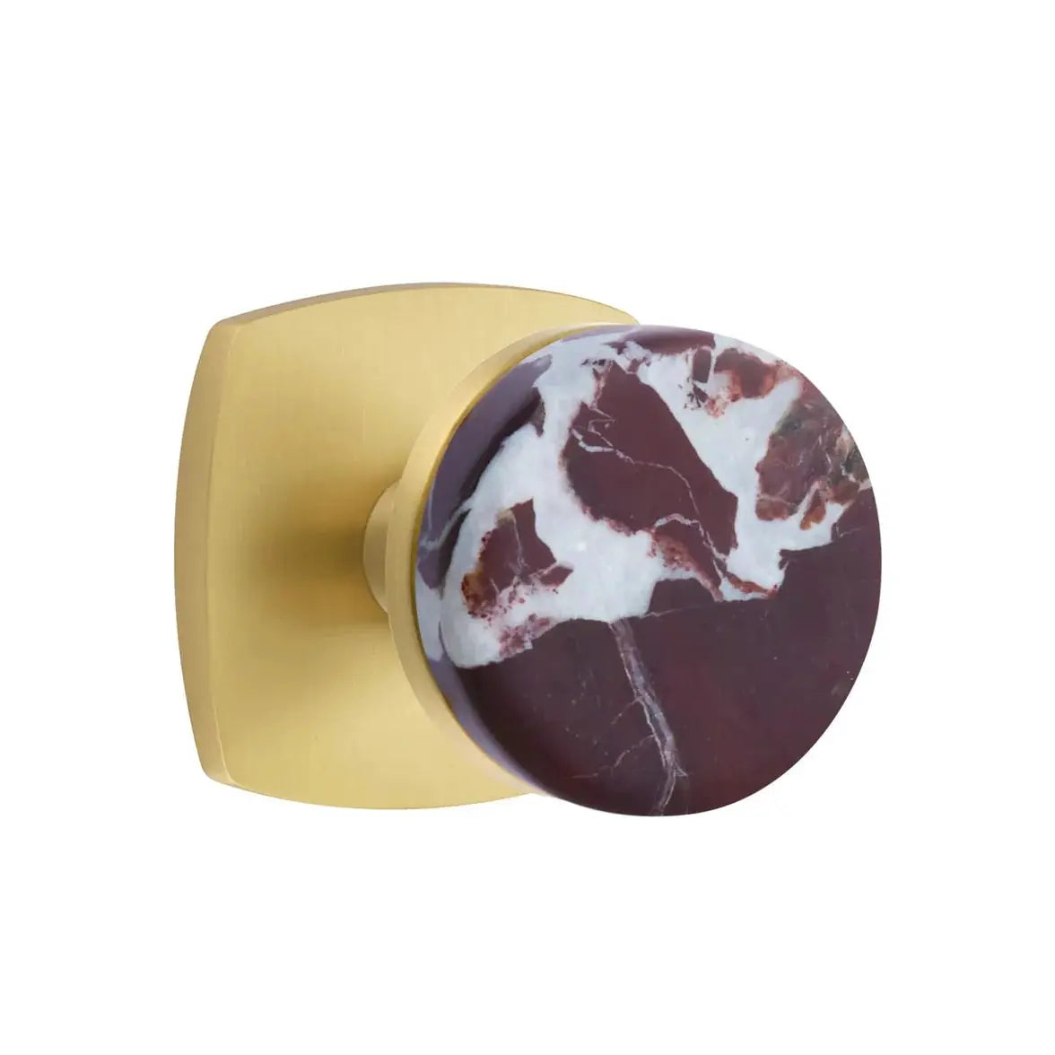 Emtek Rosso Levanto Marble Knob with Urban Modern Rosette and Conical Stem by Emtek