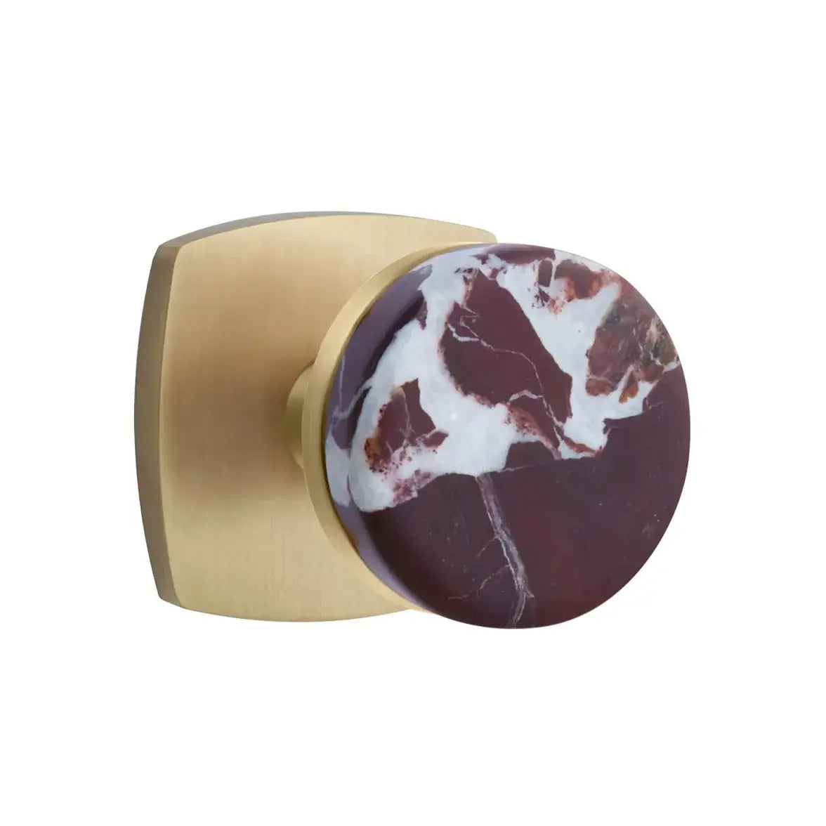 Emtek Rosso Levanto Marble Knob with Urban Modern Rosette and Conical Stem by Emtek