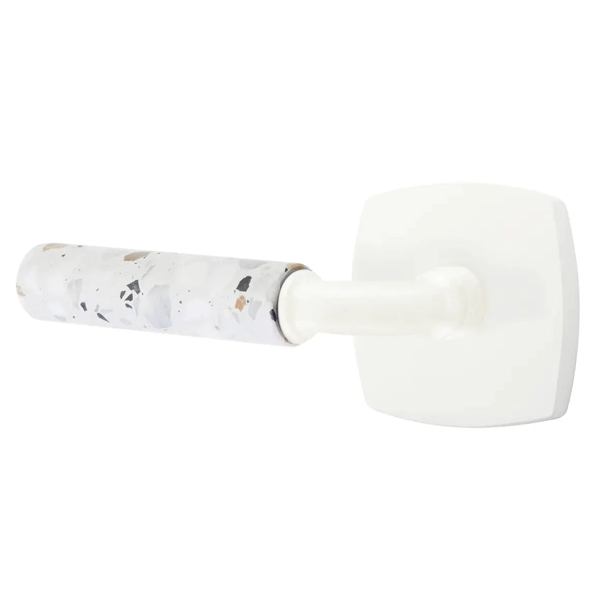 Emtek Light Terrazzo Lever with Urban Modern Rosette and R-Bar Stem by Emtek
