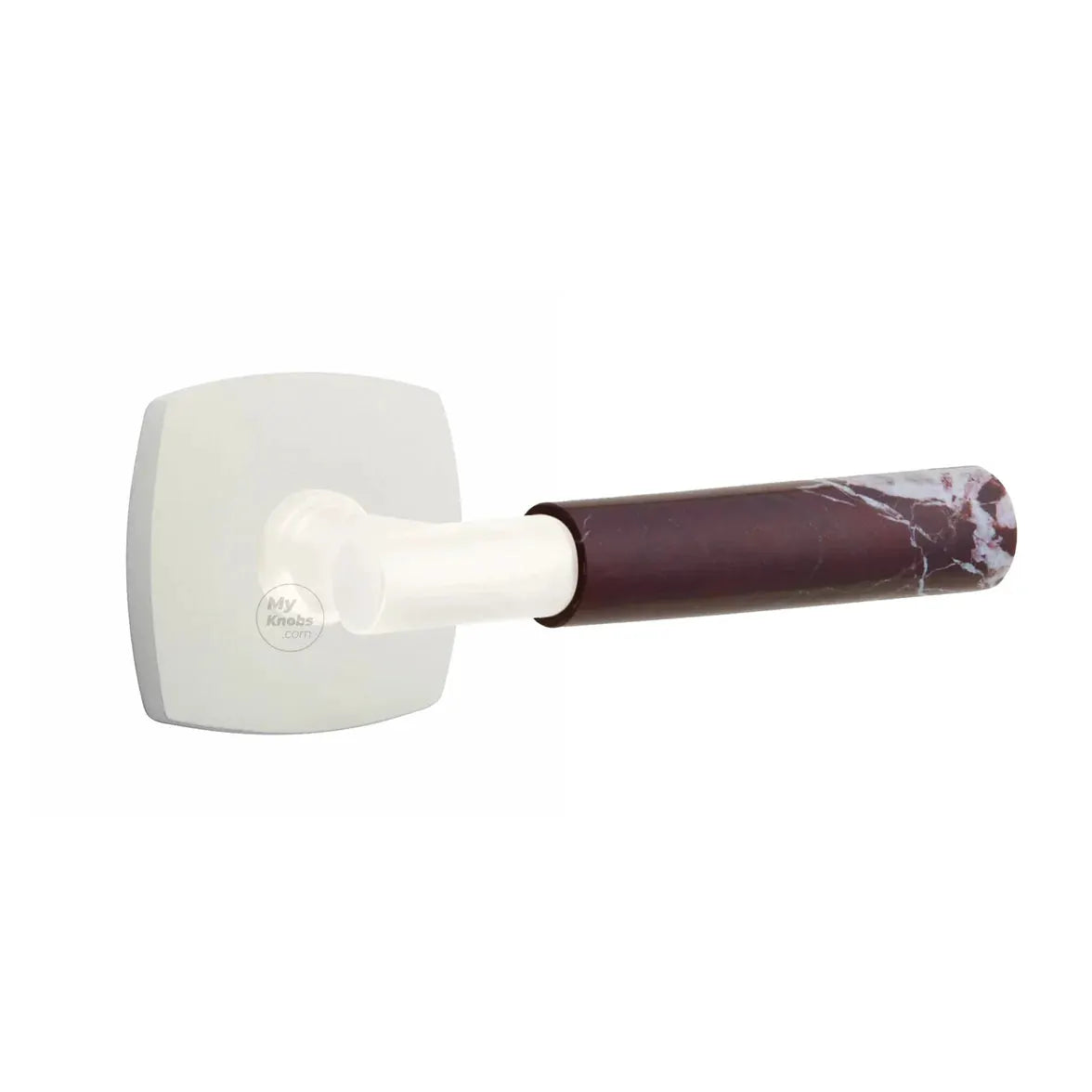 Emtek Rosso Levanto Marble Lever with Urban Modern Rosette and T-Bar Stem by Emtek