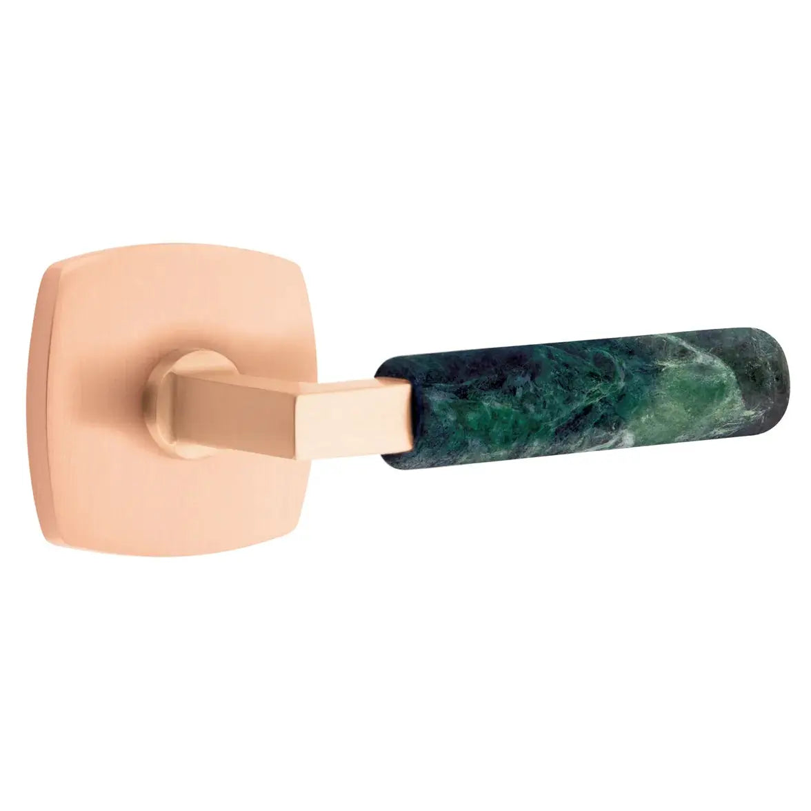 Emtek Green Marble Lever with Urban Modern Rosette and L-Square Stem by Emtek