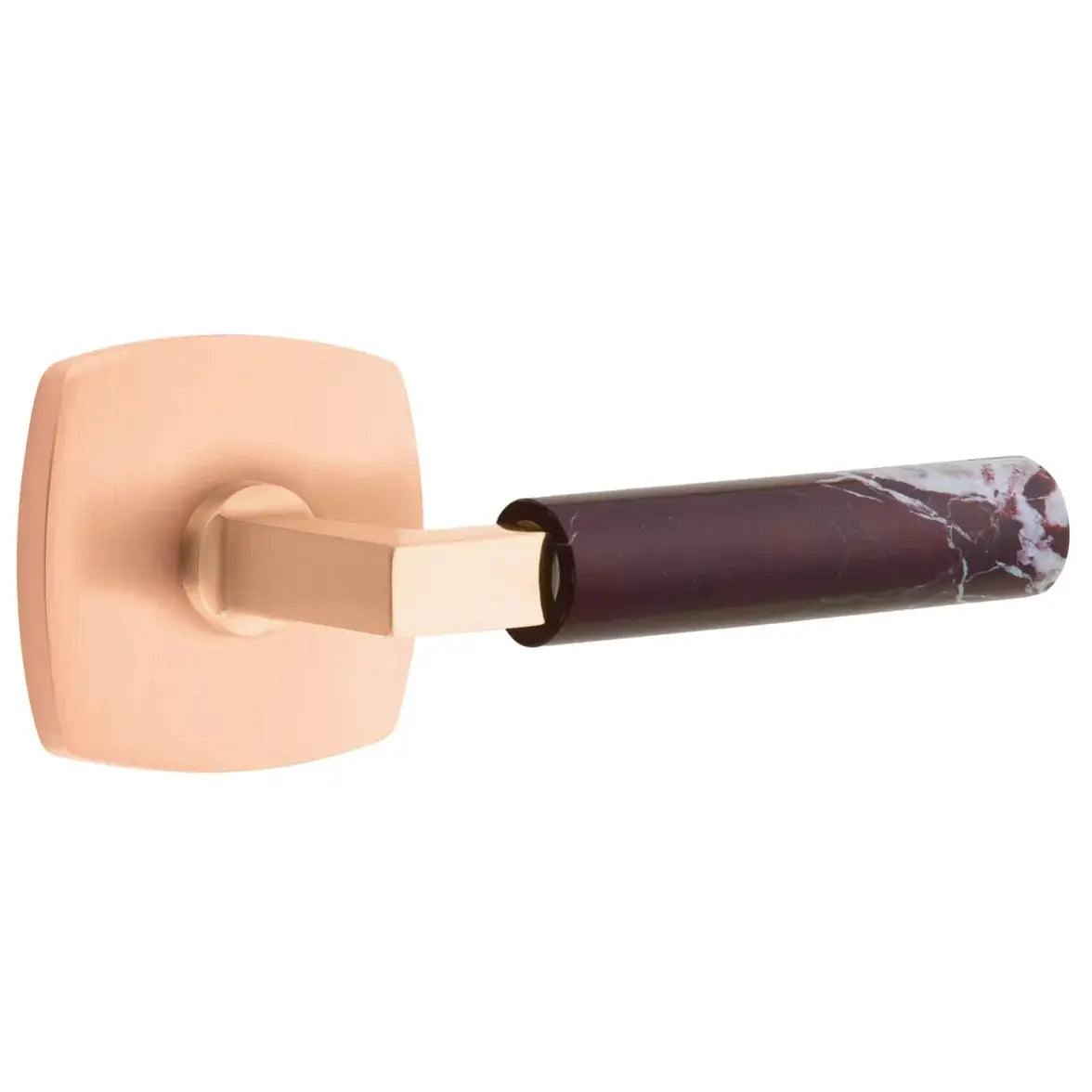 Emtek Rosso Levanto Marble Lever with Urban Modern Rosette and L-Square Stem by Emtek