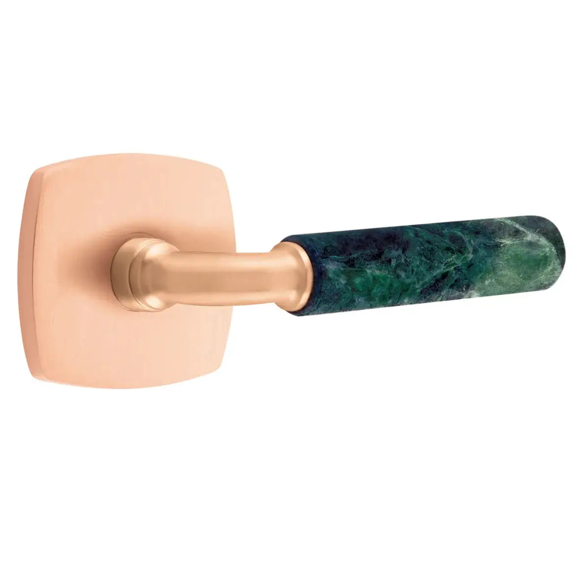 Emtek Green Marble Lever with Urban Modern Rosette and R-Bar Stem by Emtek