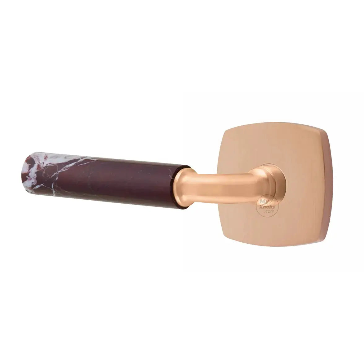 Emtek Rosso Levanto Marble Lever with Urban Modern Rosette and R-Bar Stem by Emtek