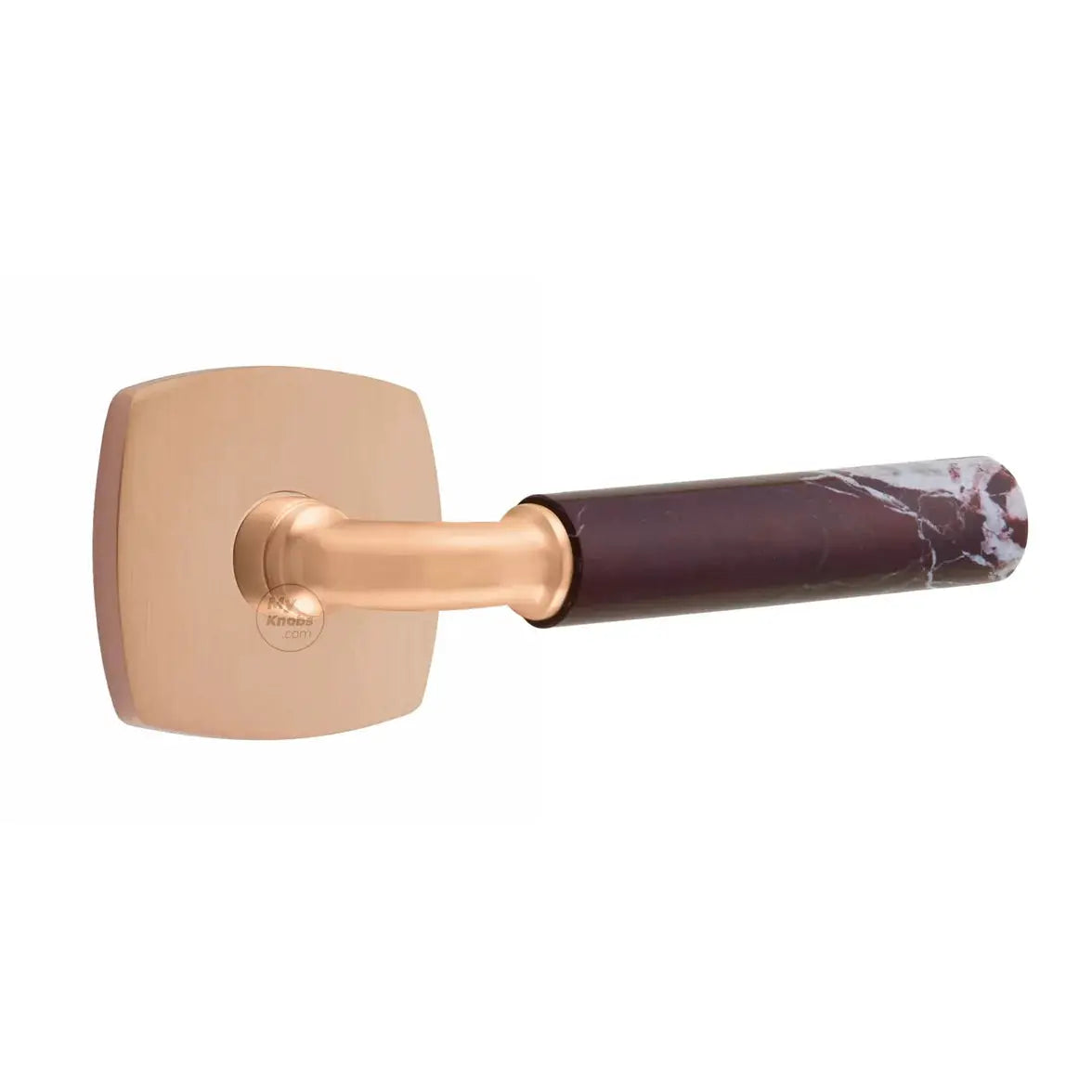 Emtek Rosso Levanto Marble Lever with Urban Modern Rosette and R-Bar Stem by Emtek