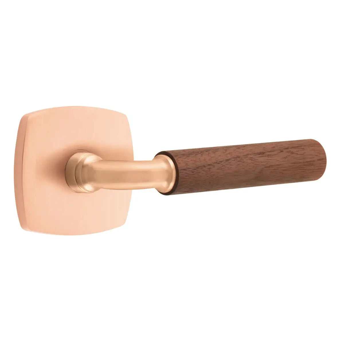 Emtek Walnut Lever with Urban Modern Rosette and R-Bar Stem by Emtek