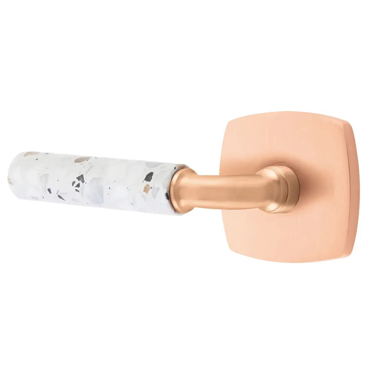 Emtek Light Terrazzo Lever with Urban Modern Rosette and R-Bar Stem by Emtek