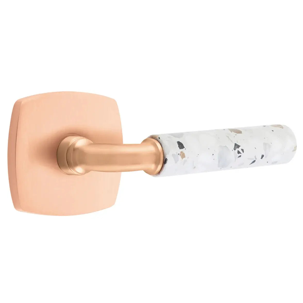 Emtek Light Terrazzo Lever with Urban Modern Rosette and R-Bar Stem by Emtek
