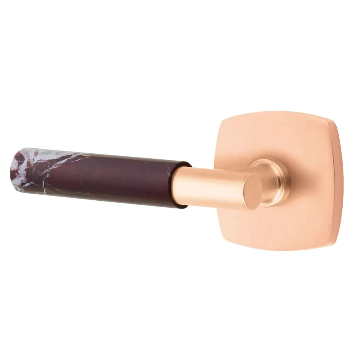 Emtek Rosso Levanto Marble Lever with Urban Modern Rosette and T-Bar Stem by Emtek
