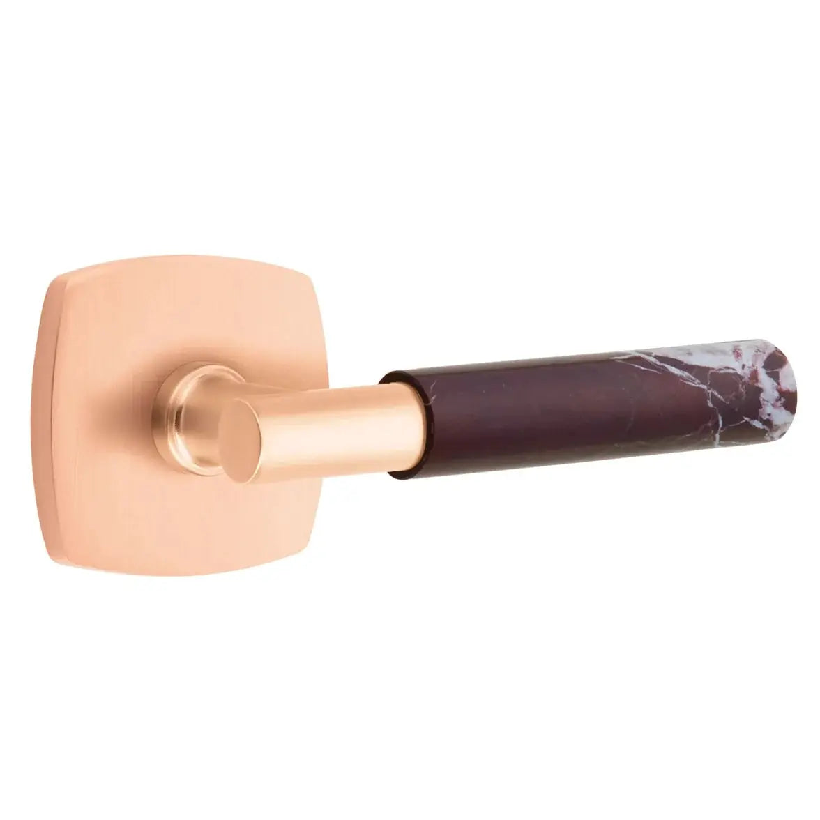Emtek Rosso Levanto Marble Lever with Urban Modern Rosette and T-Bar Stem by Emtek