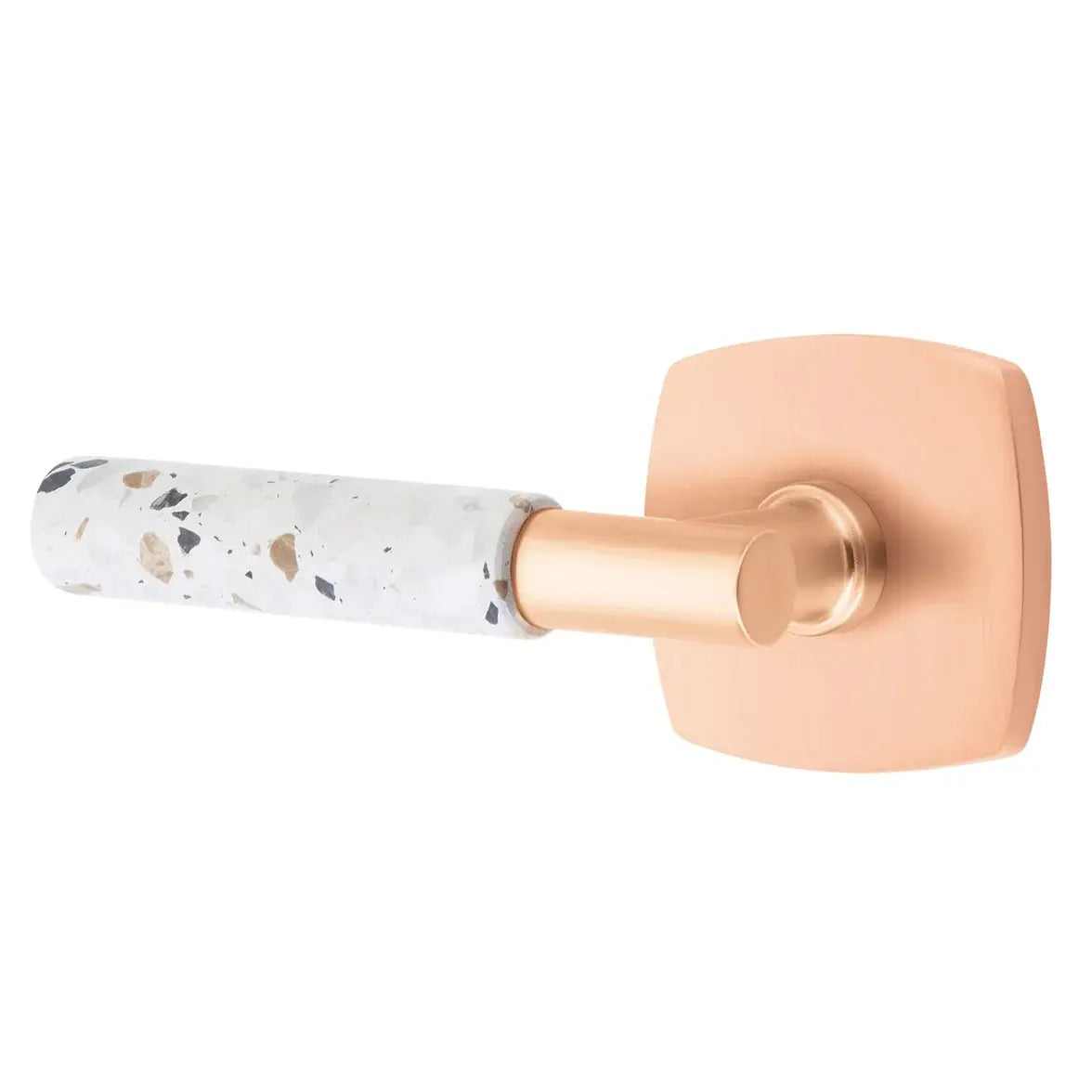 Emtek Light Terrazzo Lever with Urban Modern Rosette and T-Bar Stem by Emtek