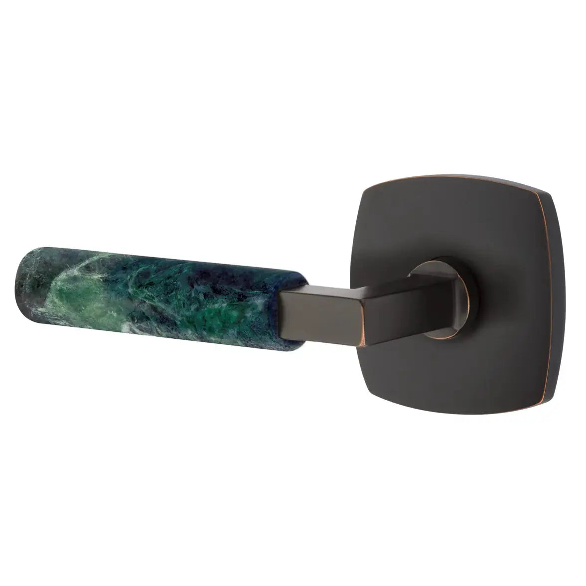 Emtek Green Marble Lever with Urban Modern Rosette and L-Square Stem by Emtek