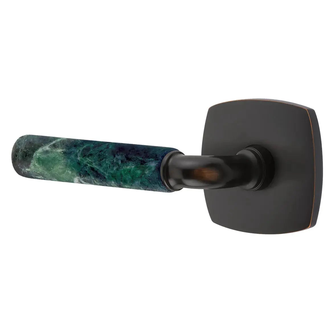 Emtek Green Marble Lever with Urban Modern Rosette and R-Bar Stem by Emtek