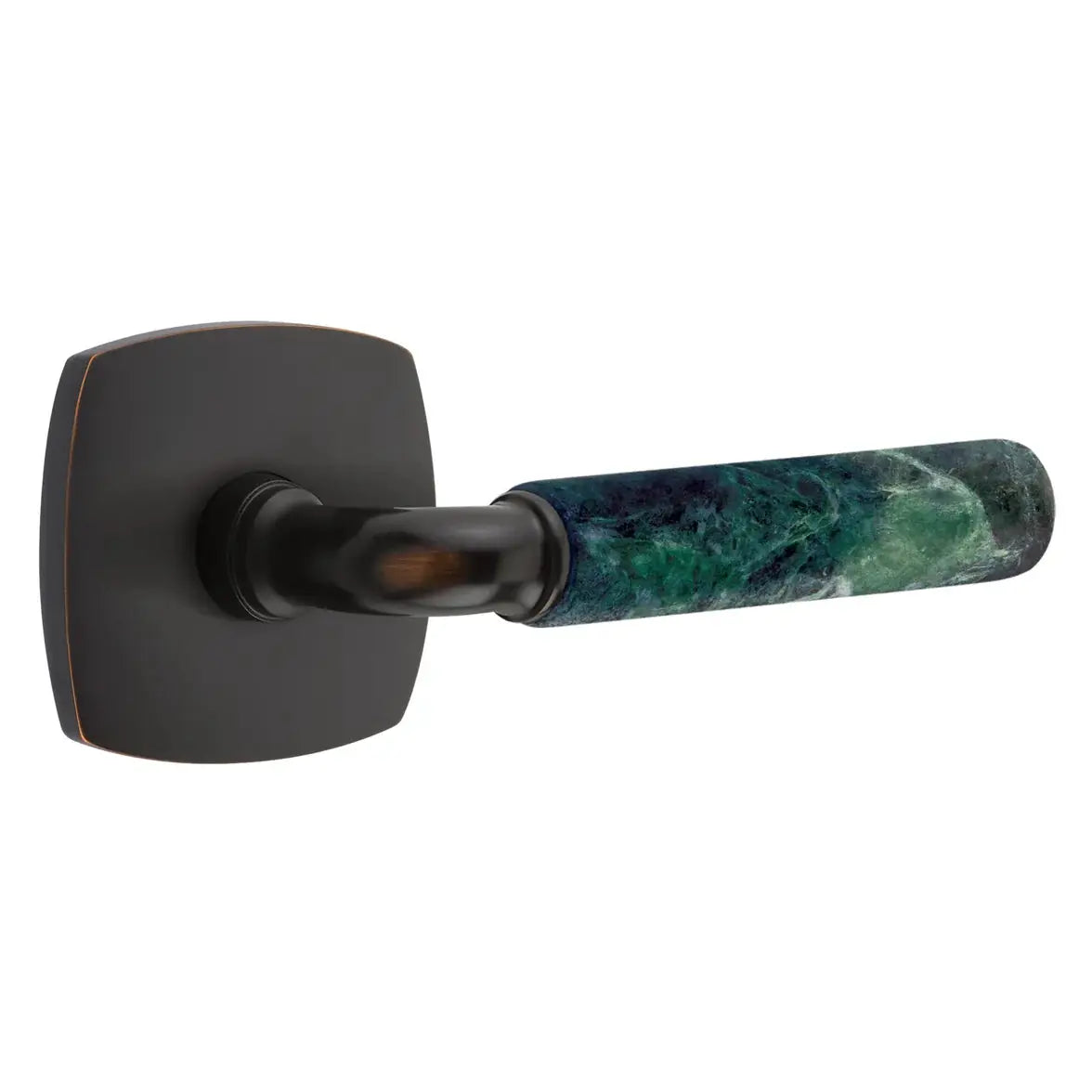 Emtek Green Marble Lever with Urban Modern Rosette and R-Bar Stem by Emtek