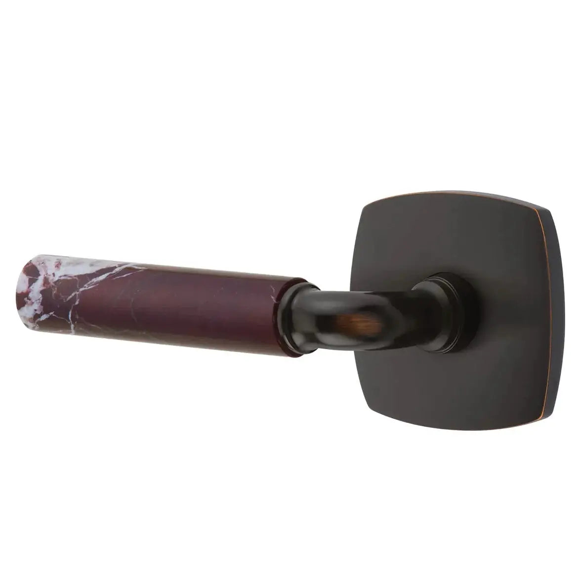 Emtek Rosso Levanto Marble Lever with Urban Modern Rosette and R-Bar Stem by Emtek