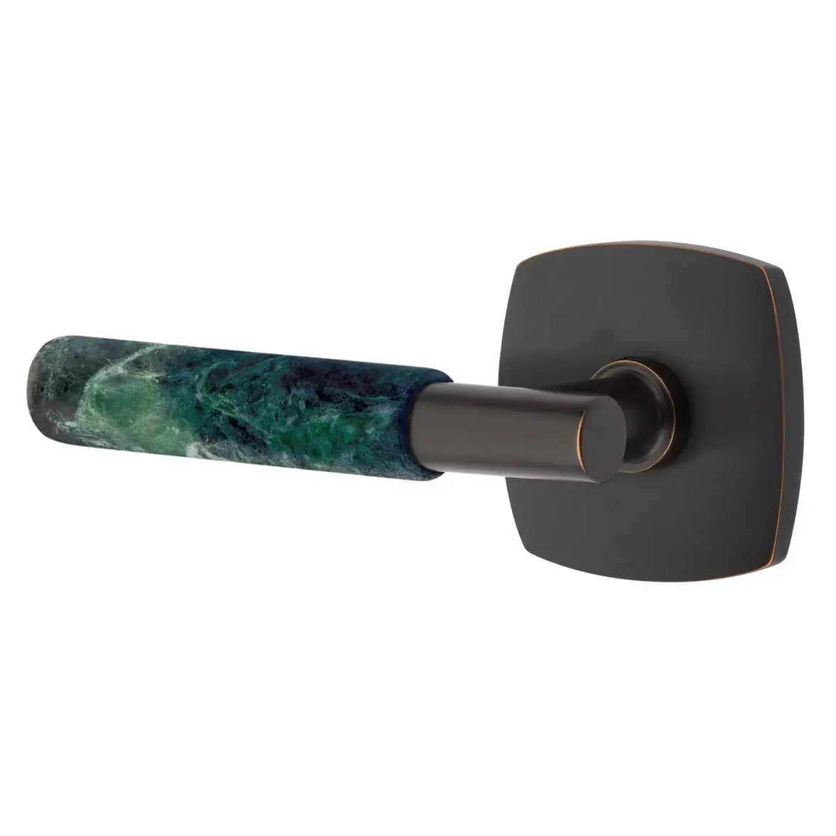 Emtek Green Marble Lever with Urban Modern Rosette and T-Bar Stem by Emtek
