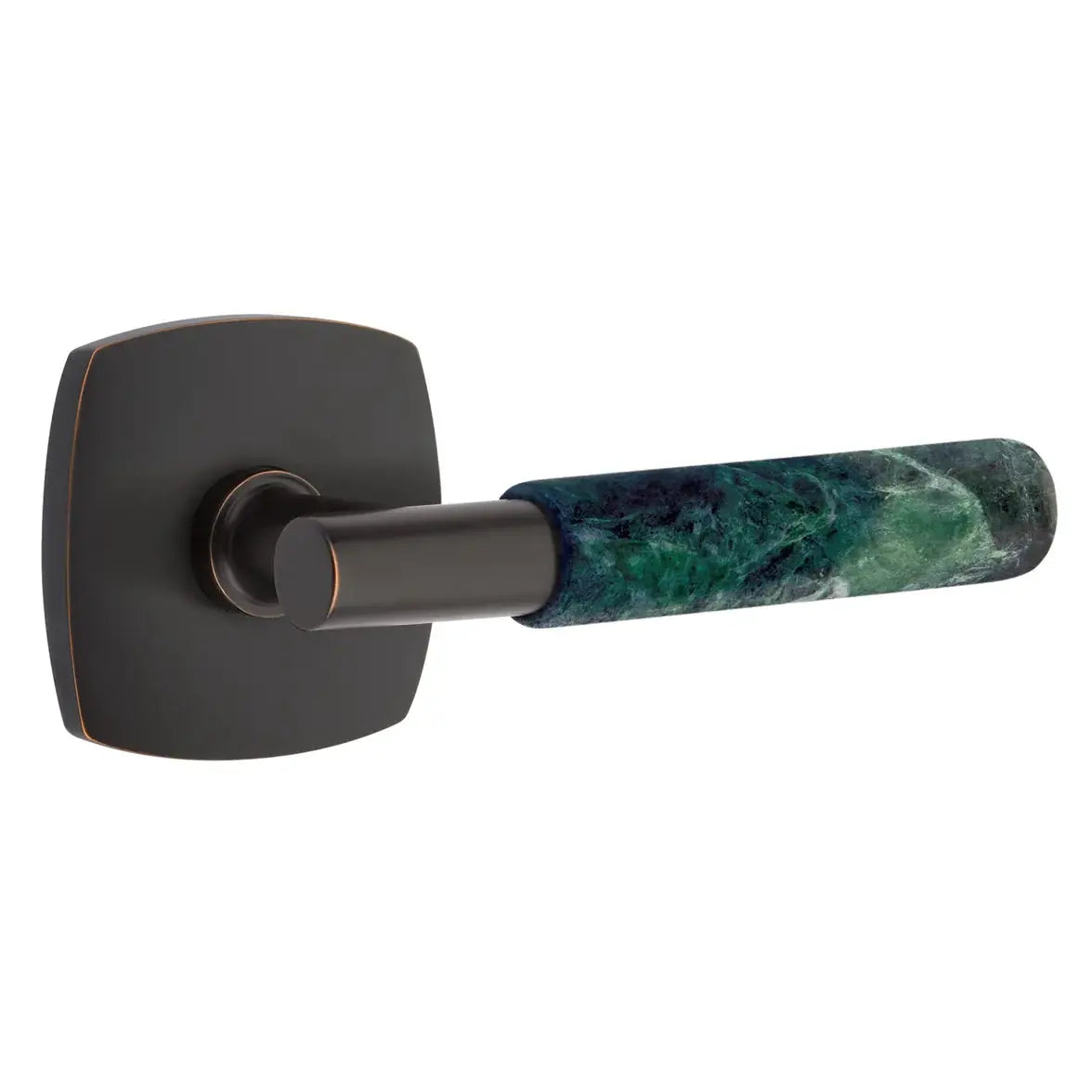 Emtek Green Marble Lever with Urban Modern Rosette and T-Bar Stem by Emtek