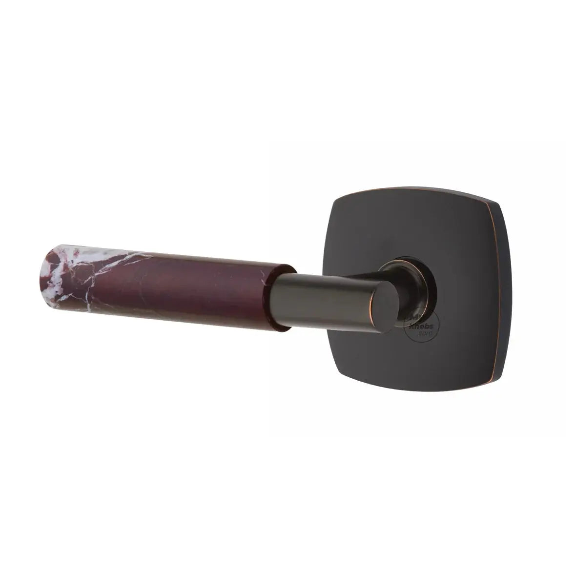 Emtek Rosso Levanto Marble Lever with Urban Modern Rosette and T-Bar Stem by Emtek