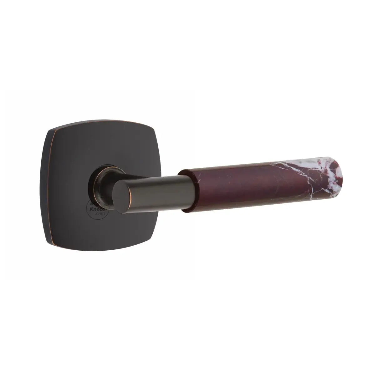 Emtek Rosso Levanto Marble Lever with Urban Modern Rosette and T-Bar Stem by Emtek
