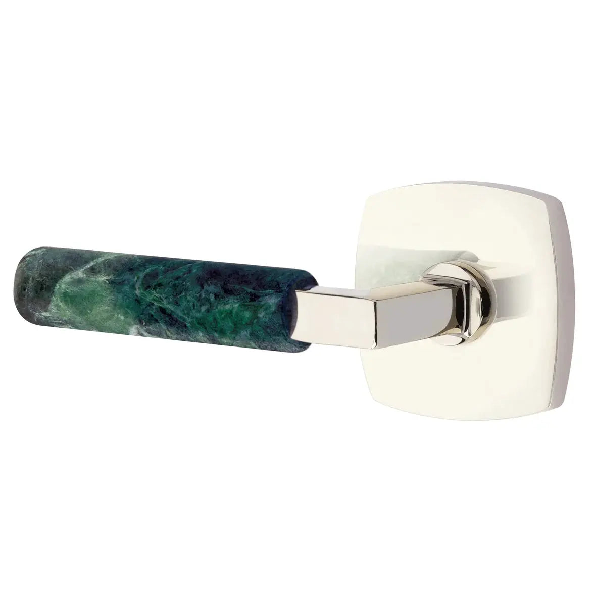 Emtek Green Marble Lever with Urban Modern Rosette and L-Square Stem by Emtek