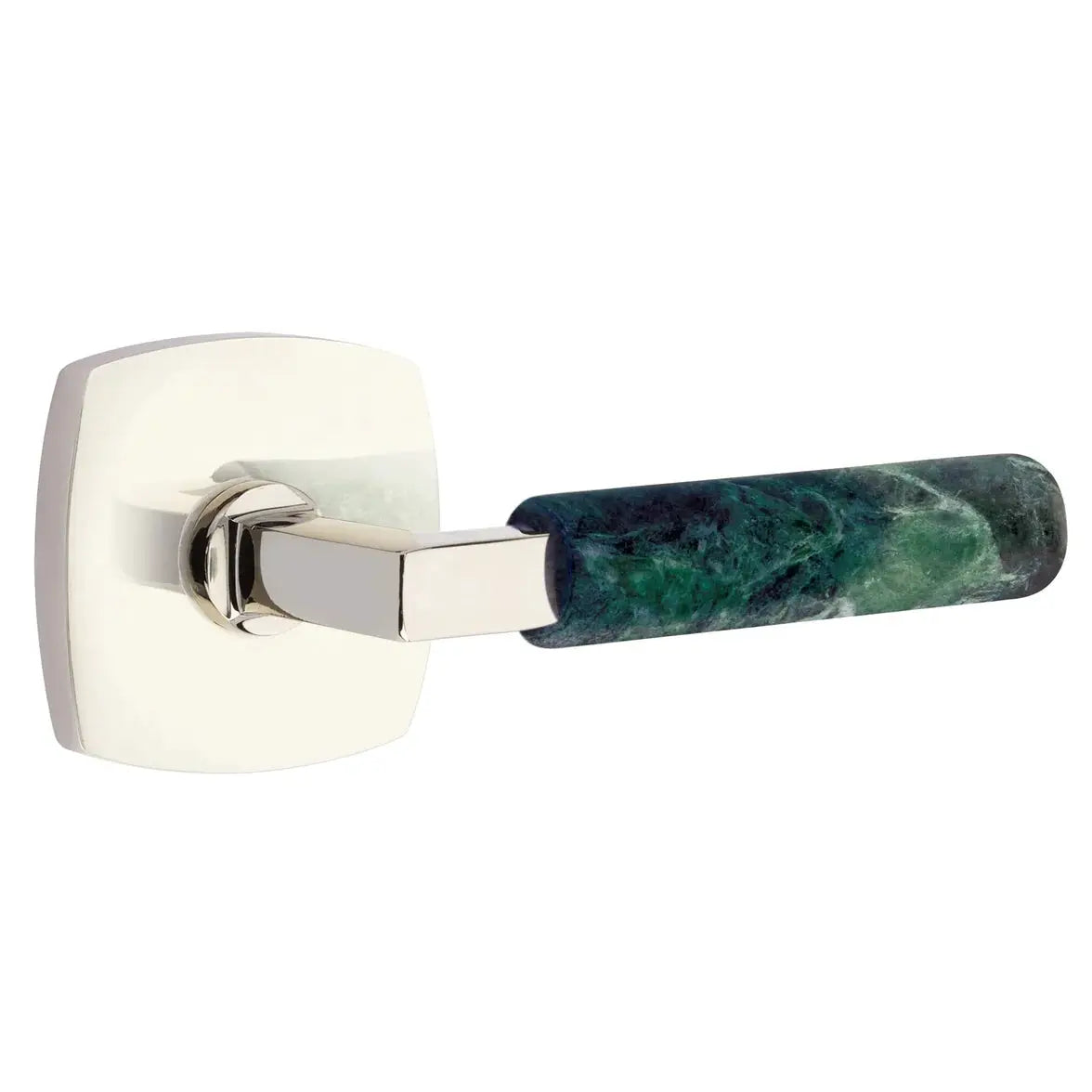 Emtek Green Marble Lever with Urban Modern Rosette and L-Square Stem