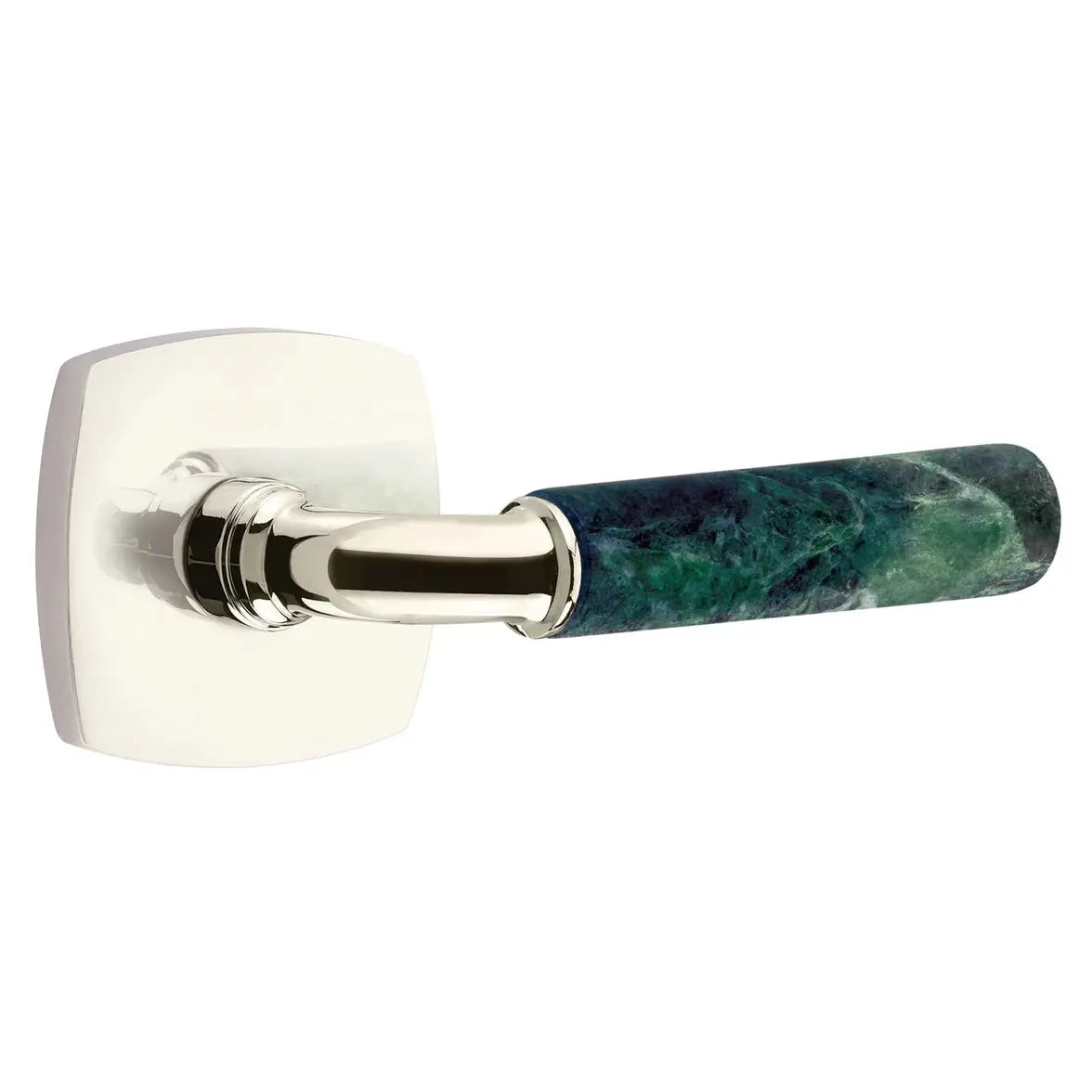 Emtek Green Marble Lever with Urban Modern Rosette and R-Bar Stem by Emtek