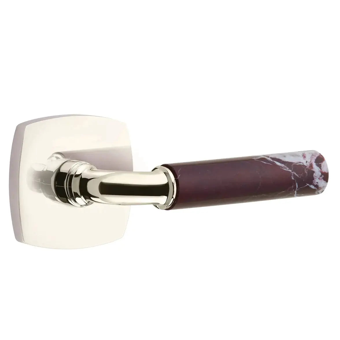 Emtek Rosso Levanto Marble Lever with Urban Modern Rosette and R-Bar Stem by Emtek