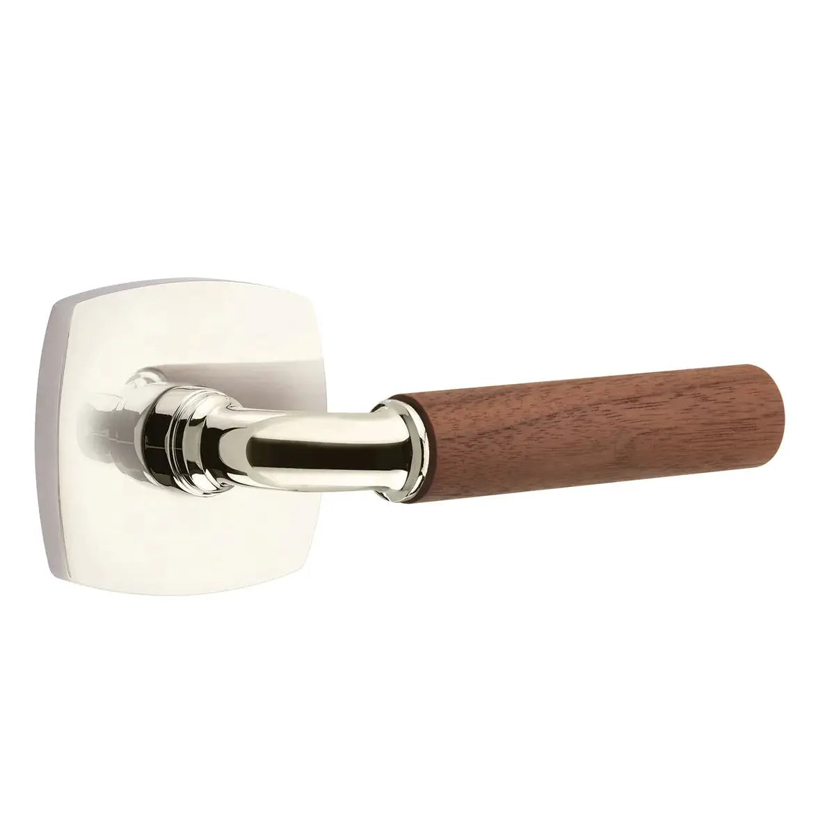 Emtek Walnut Lever with Urban Modern Rosette and R-Bar Stem by Emtek