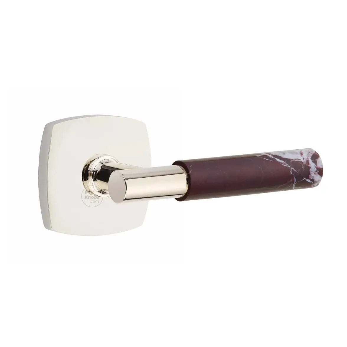 Emtek Rosso Levanto Marble Lever with Urban Modern Rosette and T-Bar Stem by Emtek