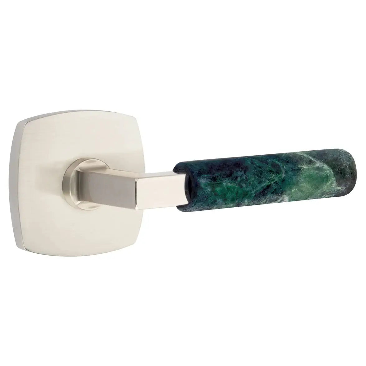 Emtek Green Marble Lever with Urban Modern Rosette and L-Square Stem