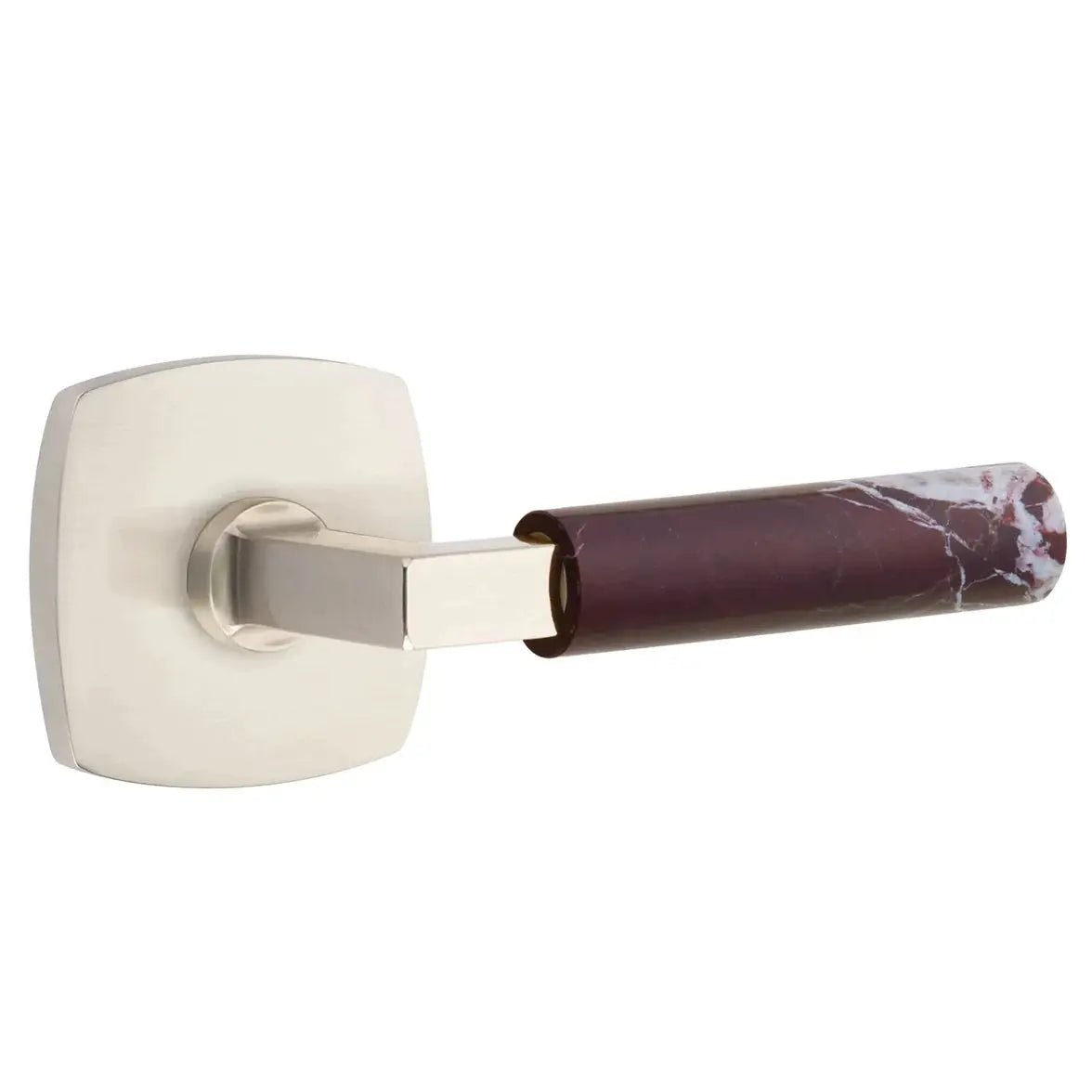Emtek Rosso Levanto Marble Lever with Urban Modern Rosette and L-Square Stem by Emtek