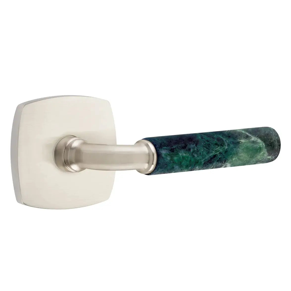 Emtek Green Marble Lever with Urban Modern Rosette and R-Bar Stem by Emtek