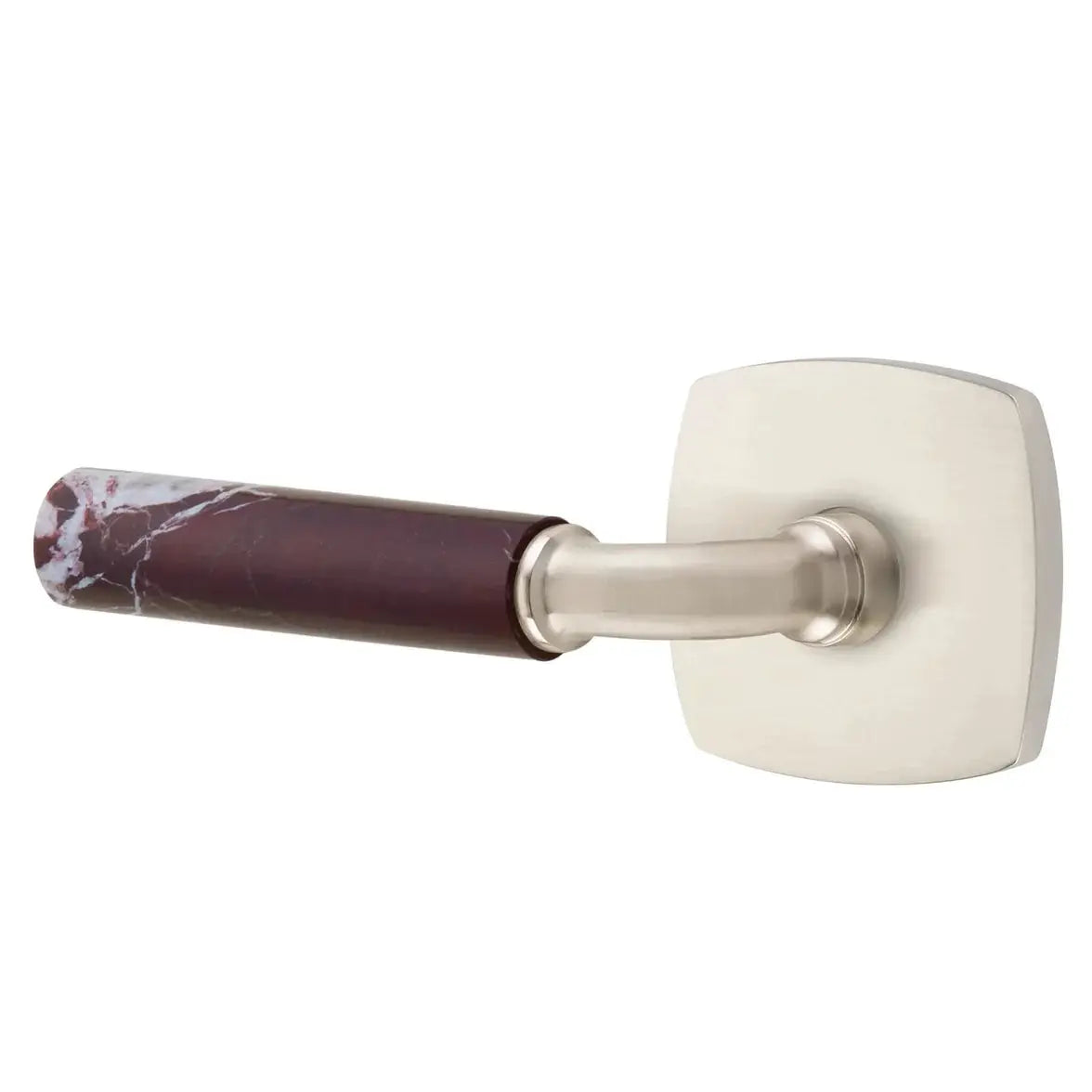 Emtek Rosso Levanto Marble Lever with Urban Modern Rosette and R-Bar Stem by Emtek