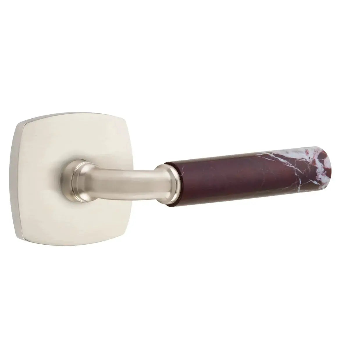 Emtek Rosso Levanto Marble Lever with Urban Modern Rosette and R-Bar Stem by Emtek