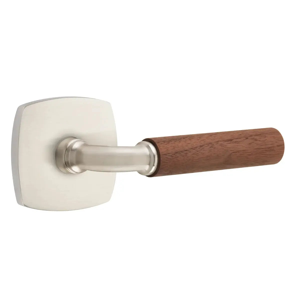 Emtek Walnut Lever with Urban Modern Rosette and R-Bar Stem by Emtek