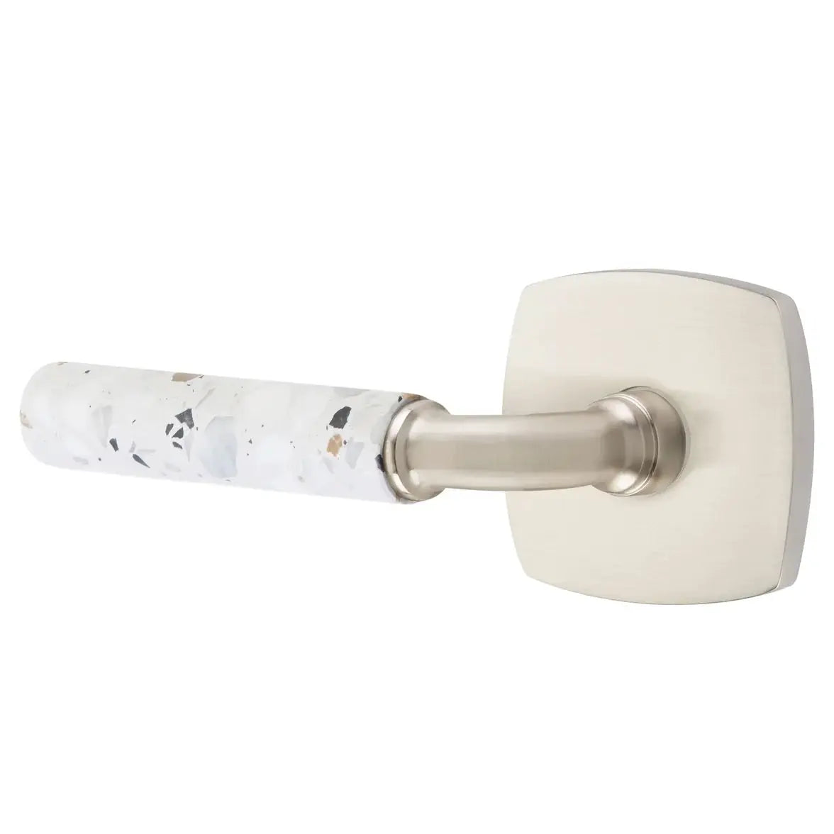 Emtek Light Terrazzo Lever with Urban Modern Rosette and R-Bar Stem by Emtek