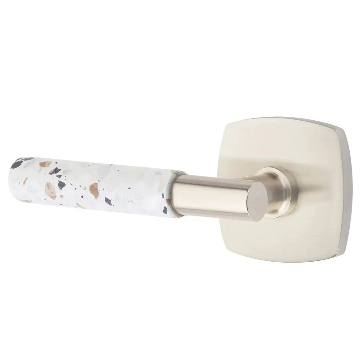 Emtek Light Terrazzo Lever with Urban Modern Rosette and T-Bar Stem by Emtek