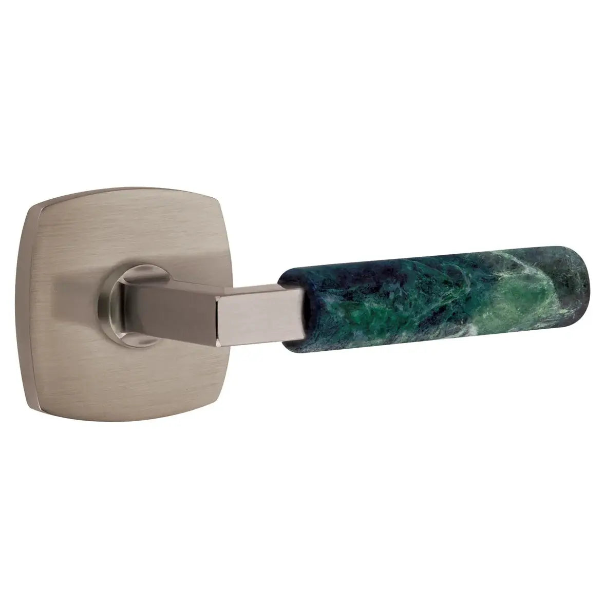 Emtek Green Marble Lever with Urban Modern Rosette and L-Square Stem