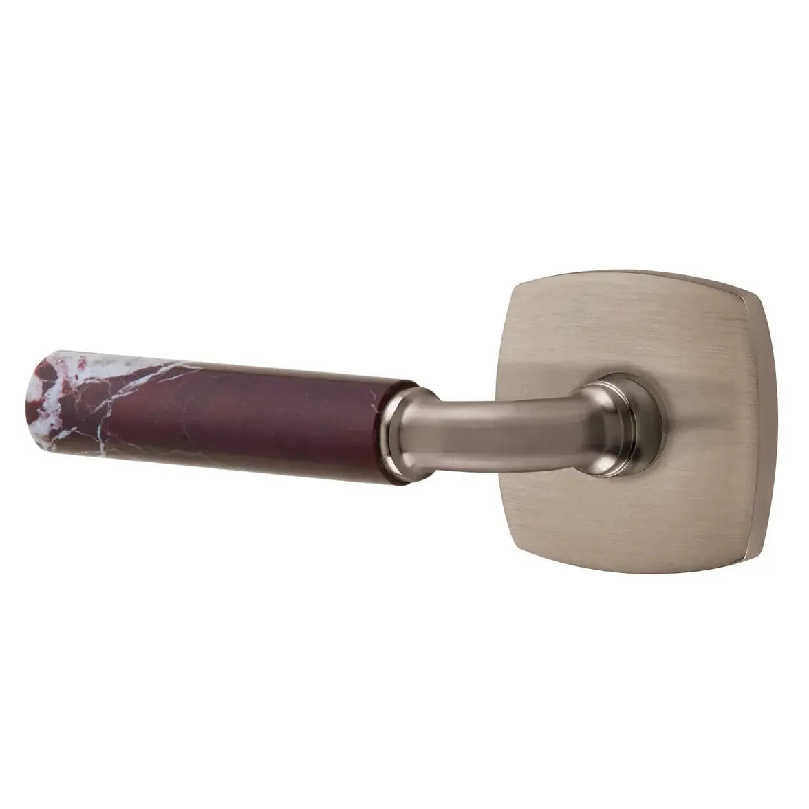 Emtek Rosso Levanto Marble Lever with Urban Modern Rosette and R-Bar Stem by Emtek