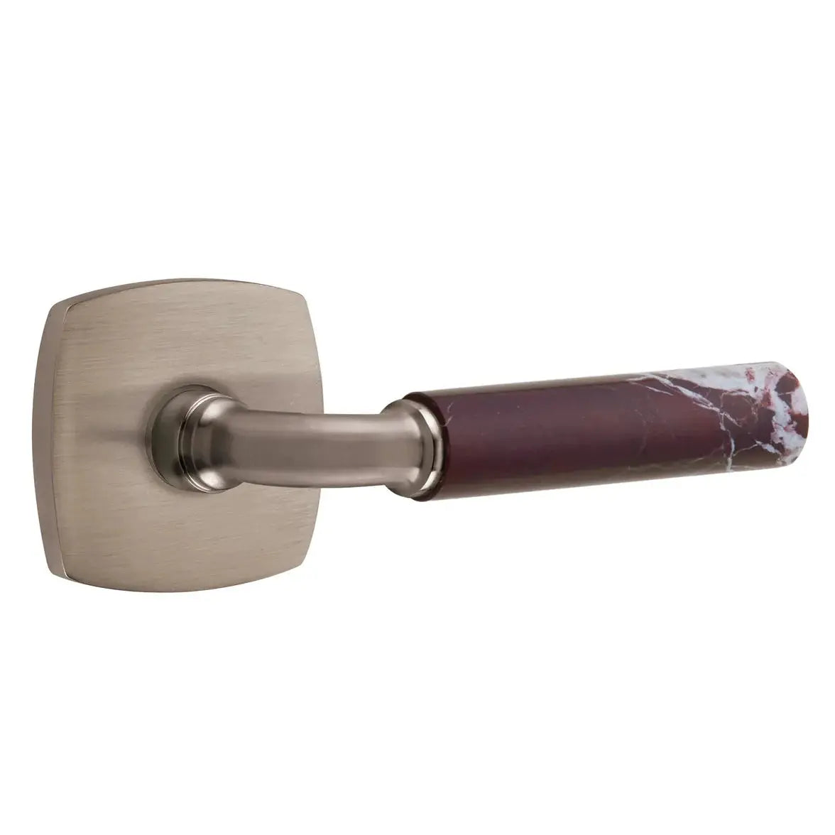 Emtek Rosso Levanto Marble Lever with Urban Modern Rosette and R-Bar Stem by Emtek