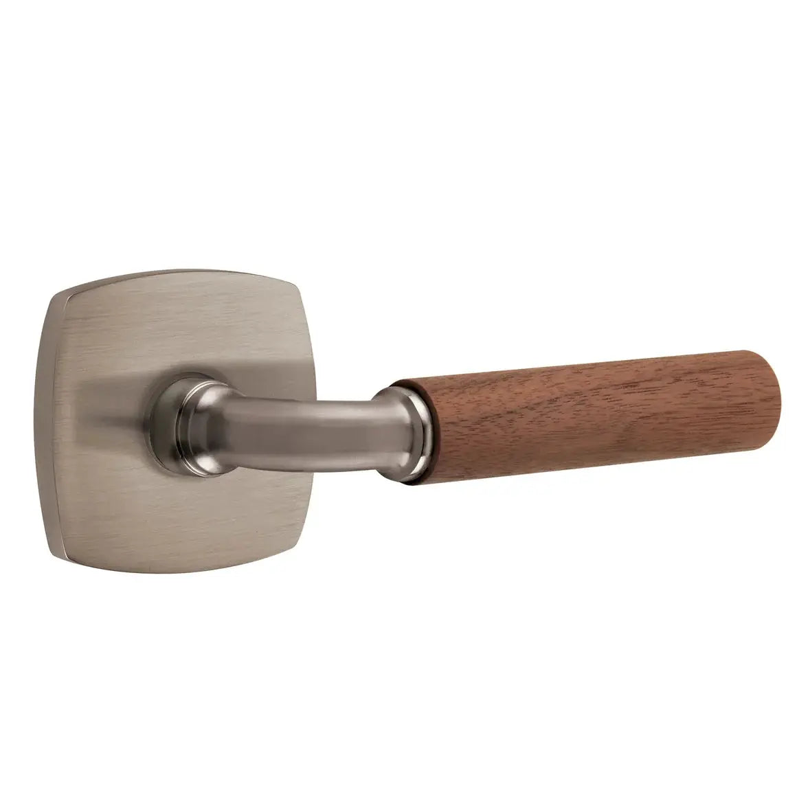 Emtek Walnut Lever with Urban Modern Rosette and R-Bar Stem by Emtek