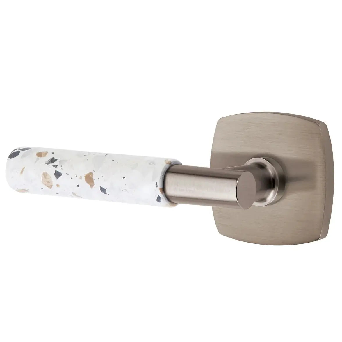 Emtek Light Terrazzo Lever with Urban Modern Rosette and T-Bar Stem by Emtek