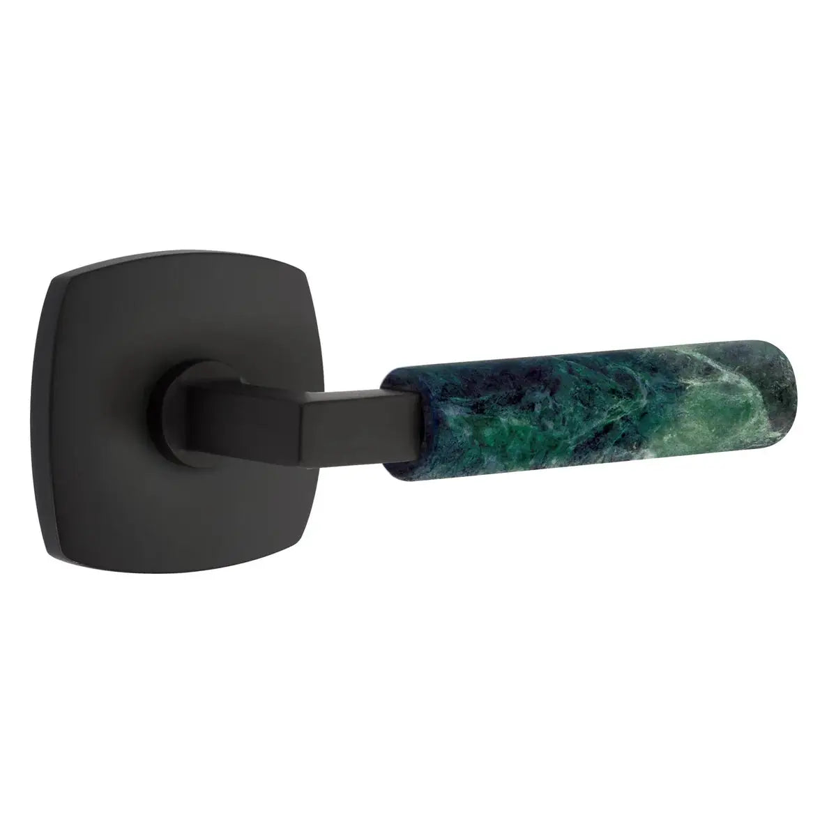 Emtek Green Marble Lever with Urban Modern Rosette and L-Square Stem