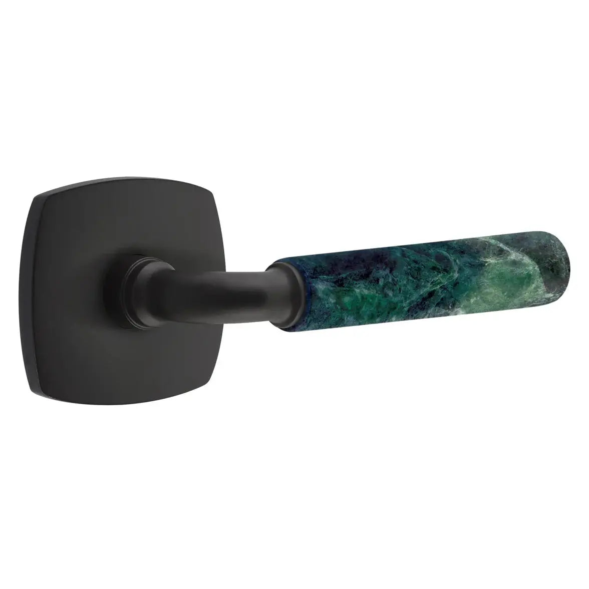 Emtek Green Marble Lever with Urban Modern Rosette and R-Bar Stem by Emtek