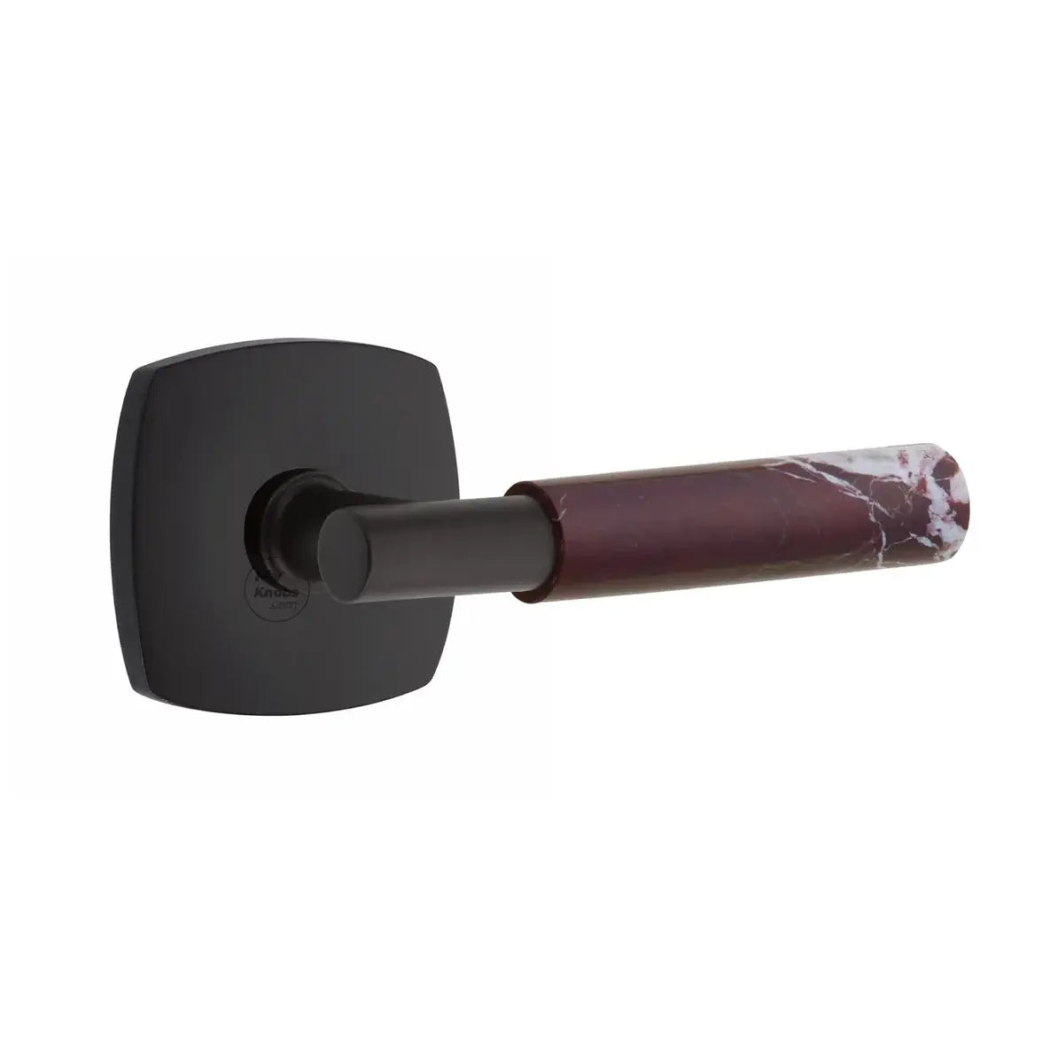 Emtek Rosso Levanto Marble Lever with Urban Modern Rosette and T-Bar Stem by Emtek