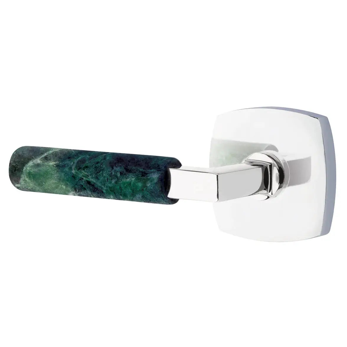 Emtek Green Marble Lever with Urban Modern Rosette and L-Square Stem by Emtek