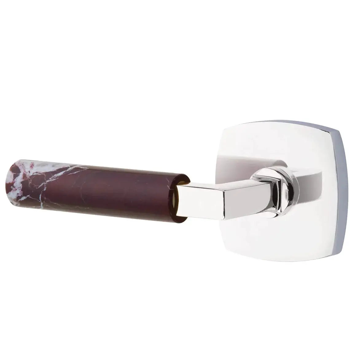 Emtek Rosso Levanto Marble Lever with Urban Modern Rosette and L-Square Stem by Emtek